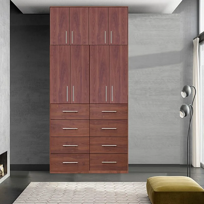 Closet 8 cajones y colgador con 4 puertas Cedro | 120-150 cm ancho - CT-6