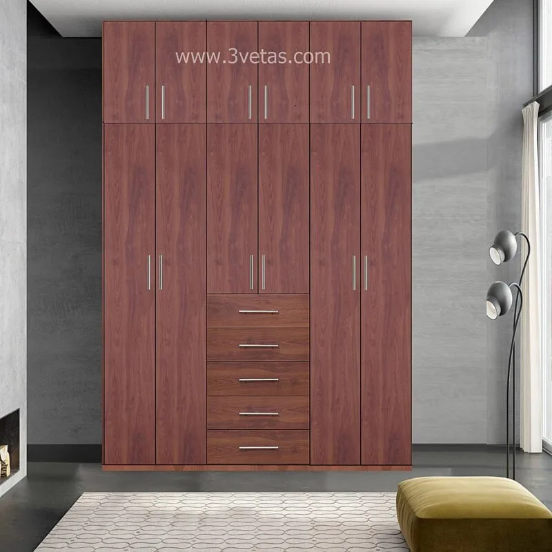 Closet con 6 puertas con 4 cajones modelo 21