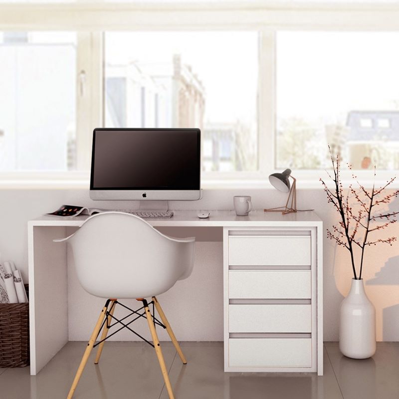 Escritorio blanco con cajones, escritorio de computadora con 4 cajones para  dormitorio, escritorio de oficina en casa con mesa de estudio de – Yaxa  Colombia
