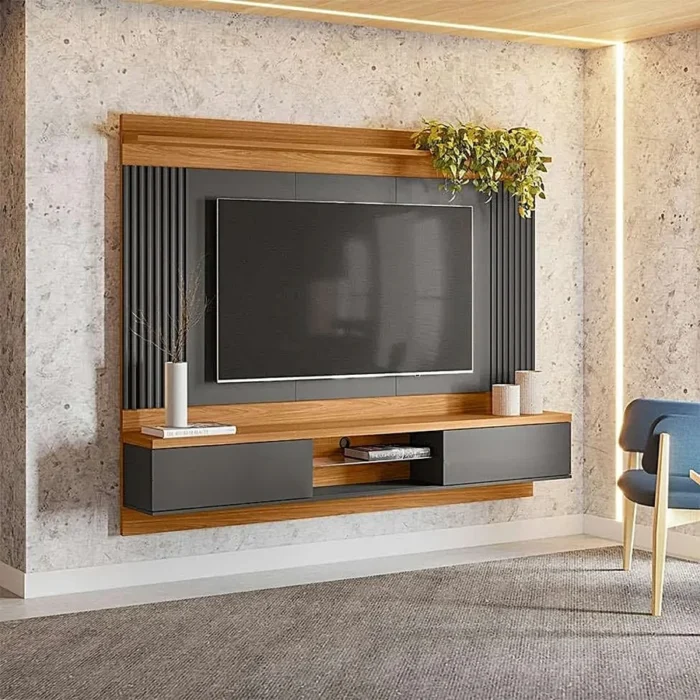 Mueble para TV de 65” – Color Panela con Plomo Mate  de 240 cm - Ref:Mtv51