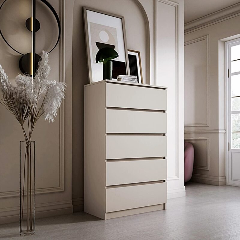 Cómoda 5 cajones blanca en Rh Tropicalizado – Alto 110 × Ancho 60 × Fondo 60 cm – Cmd-34