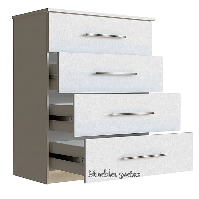 Cómoda Blanca con 4 Cajones - MDP - 90x90x50 cm | Ref-cmd-19