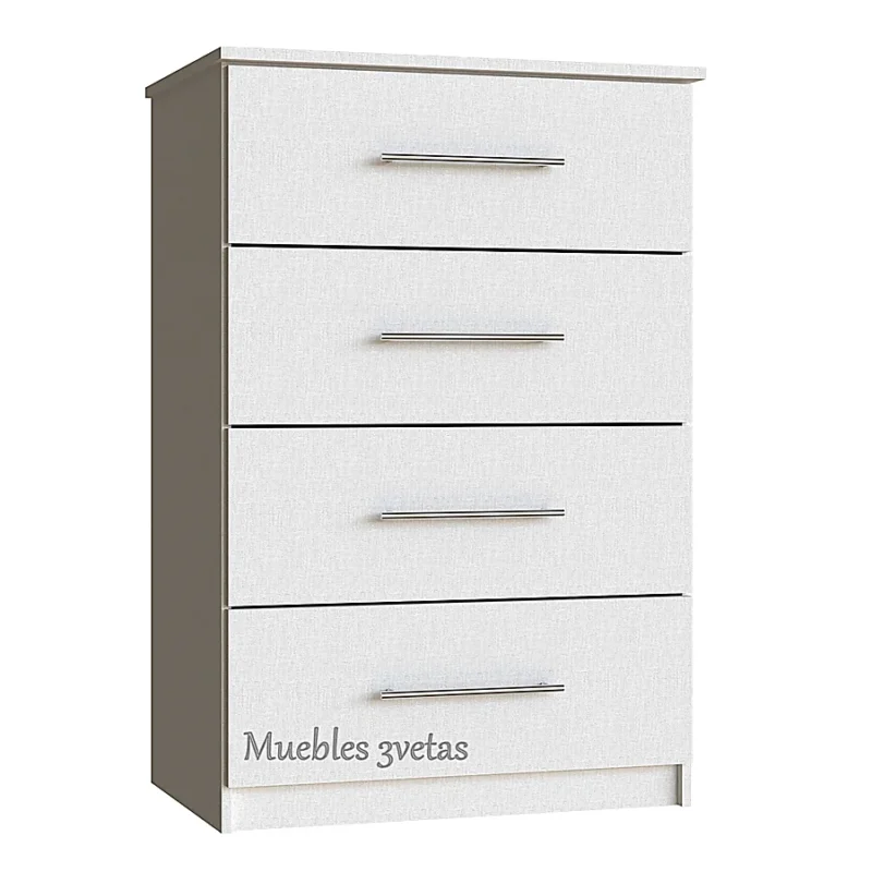 Cómoda Blanca con 4 Cajones - MDP - 90x60x50 cm | Ref-cmd-11