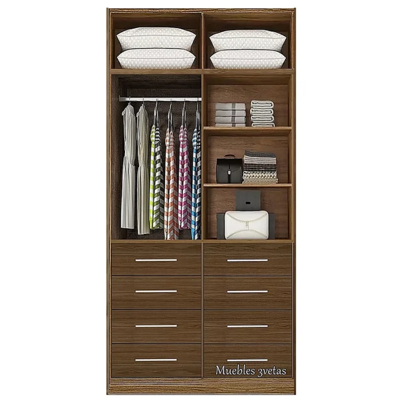 Closet 8 cajones y colgador con 4 puertas Cedro | 120-150 cm ancho - CT-6