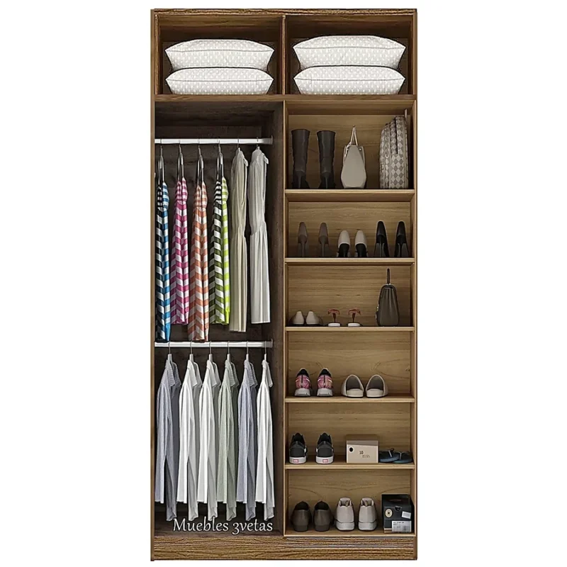 Closet con colgador y repisas con 4 puertas Cedro | 120-150 cm ancho - CT-14