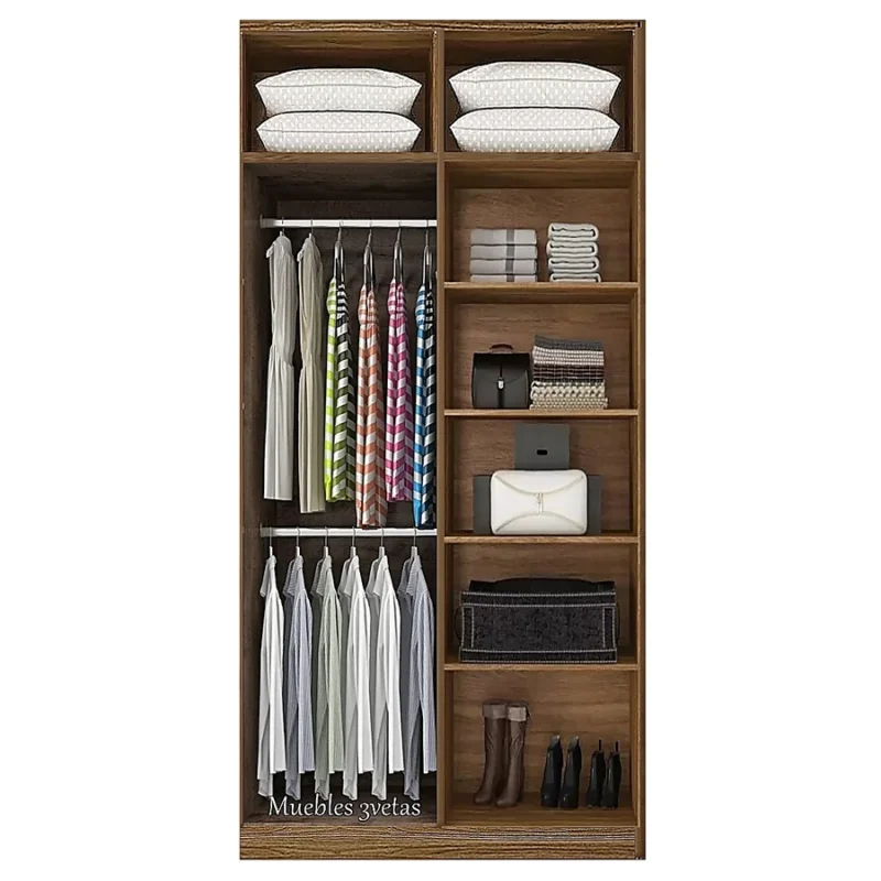 Closet con colgador y repisas con 4 puertas Cedro | 120-150 cm ancho - CT-16