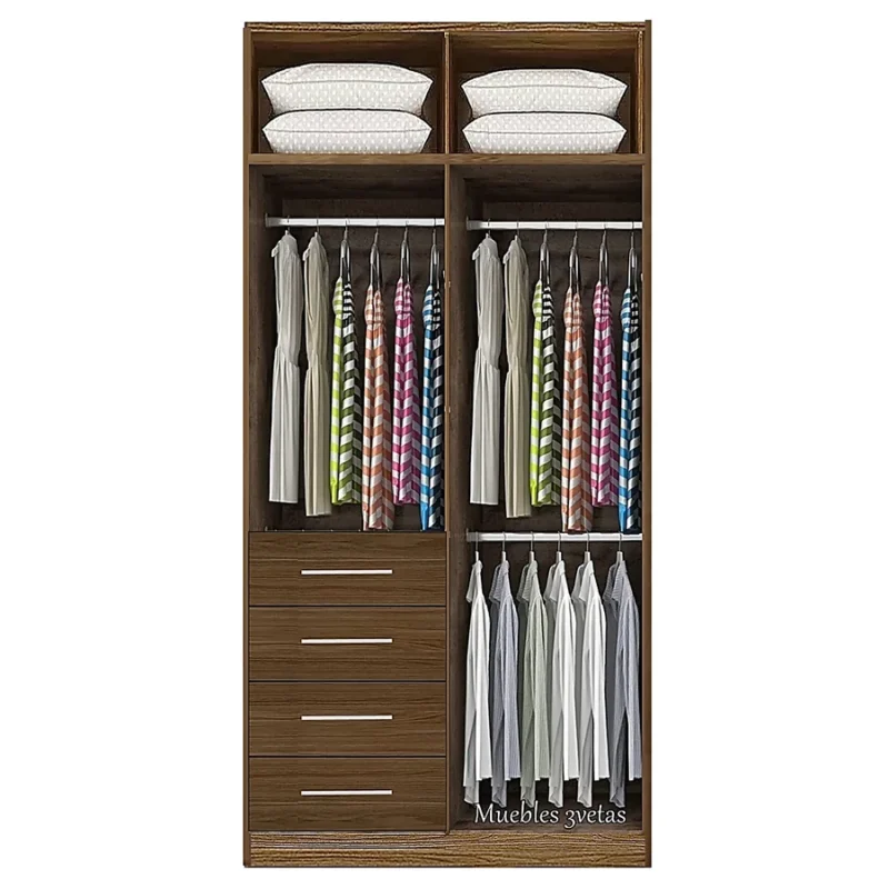 Closet con 4 cajones colgador con 4 puertas Cedro | 120-150 cm ancho - CT-21