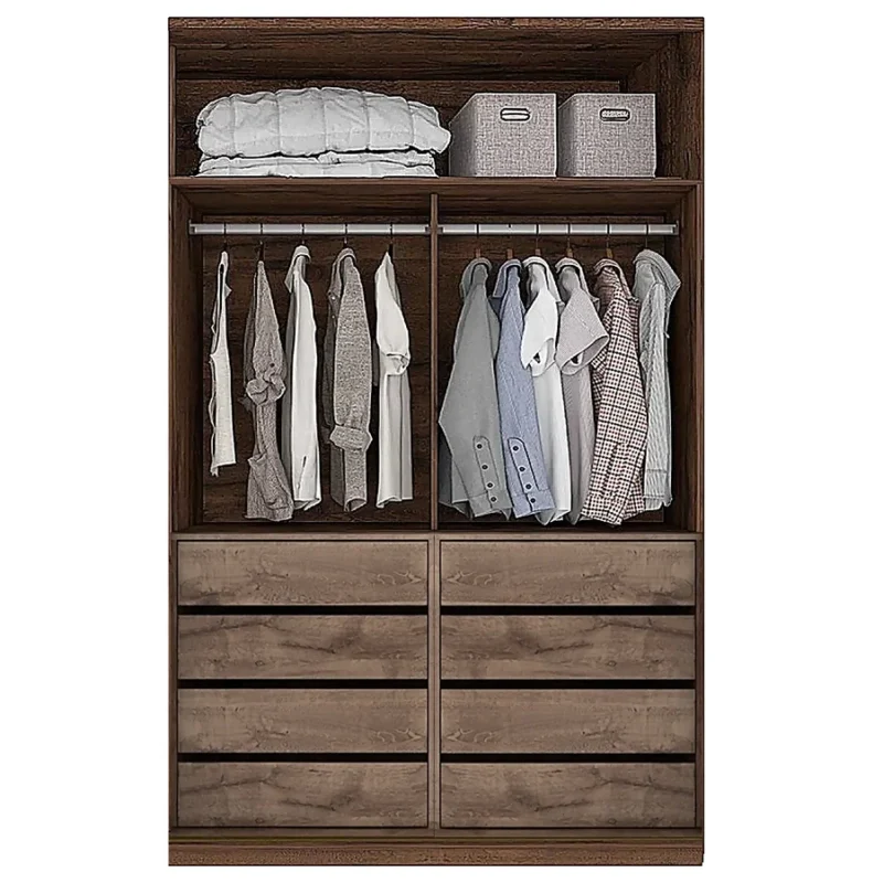 Closet 8 cajones y colgador con 4 puertas Cedro | 120-150 cm ancho - CT-4