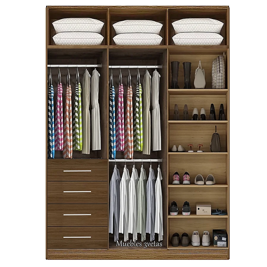 Closet con 4 cajones repisas y colgadores Cedro | 150-180 cm ancho - CT-33