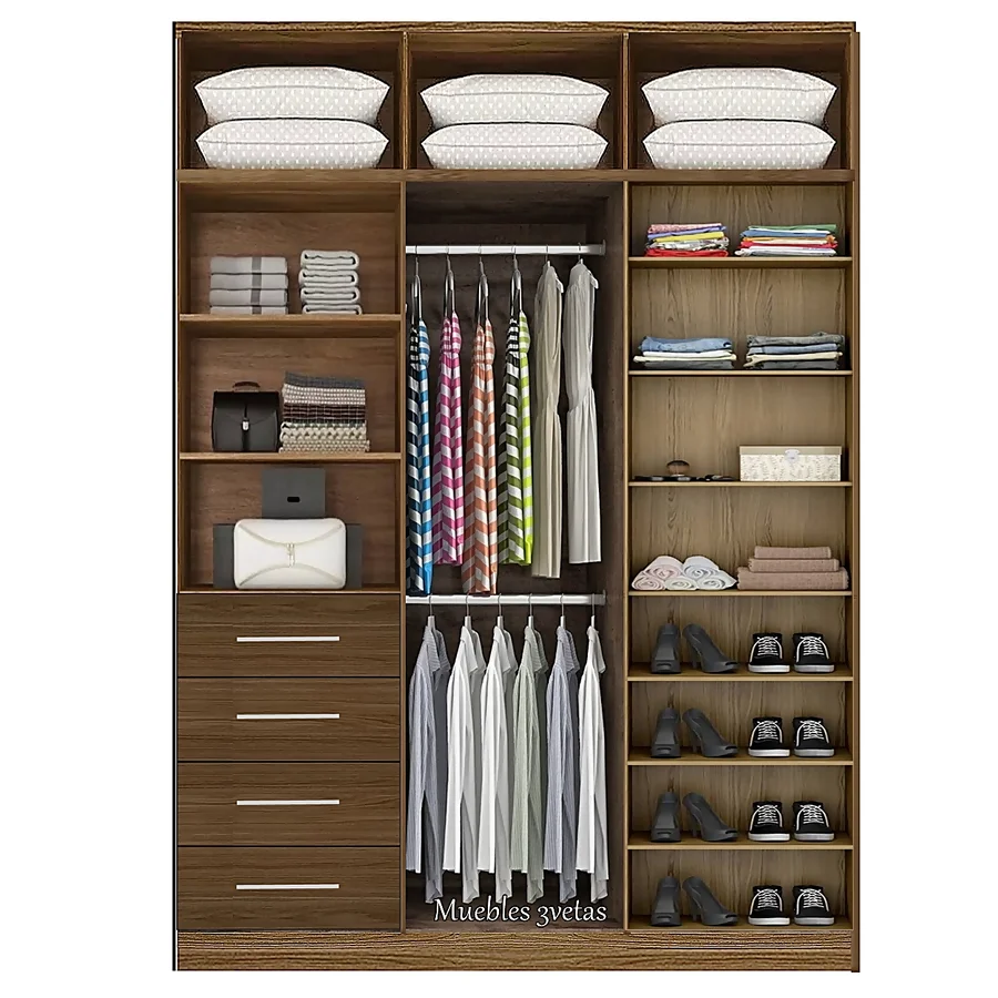 Closet con 4 cajones repisas y colgadores Cedro | 150-180 cm ancho - CT-31