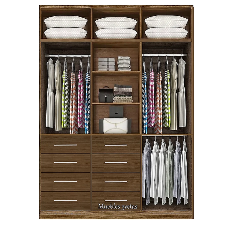 Closet con 8 cajones repisas y colgadores Cedro | 150-180 cm ancho - CT-38