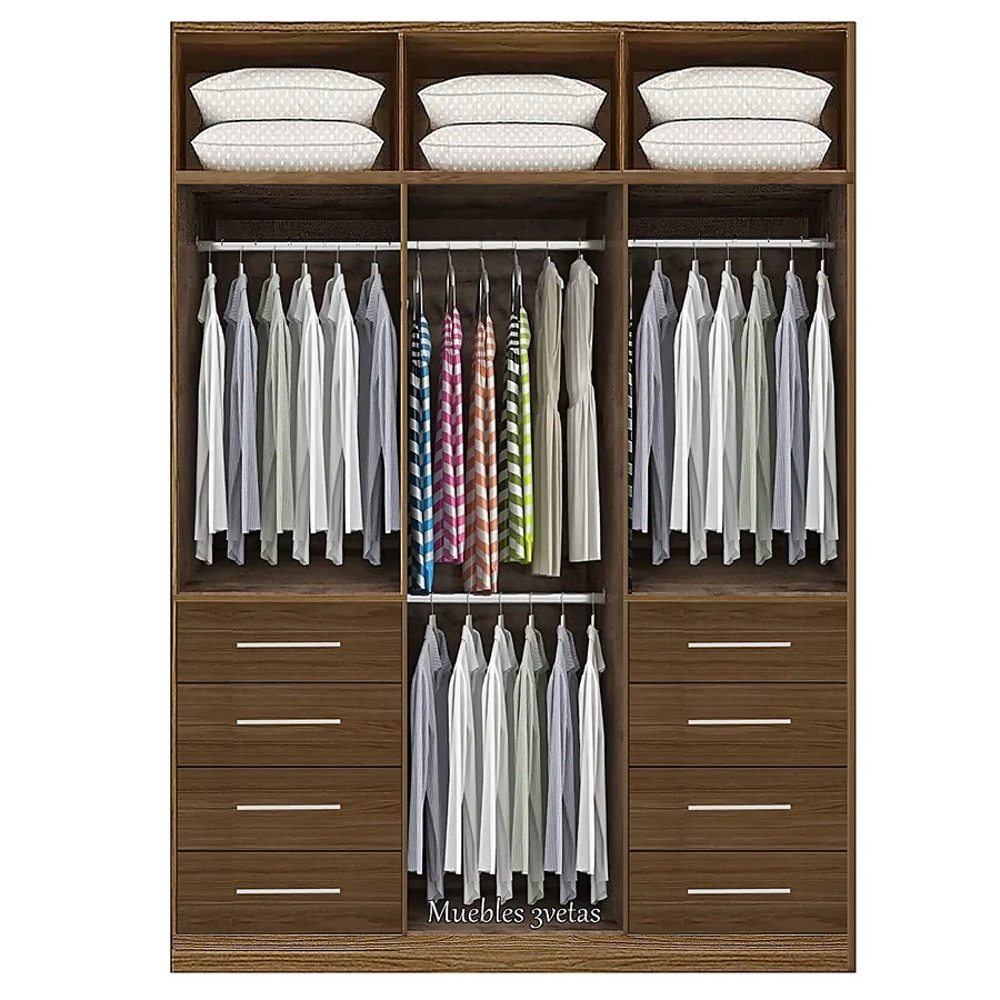 Closet con 8 cajones repisas y colgadores Cedro | 150-180 cm ancho - CT-35