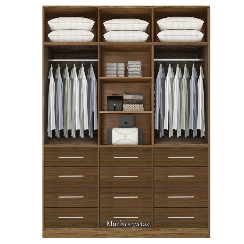 Closet con 8 cajones repisas y colgadores Cedro | 150-180 cm ancho - CT-39