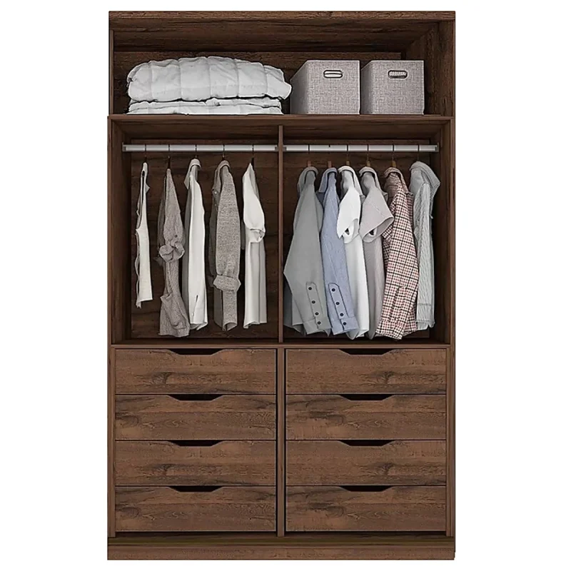 Closet 8 cajones y colgador con 4 puertas Cedro | 120-150 cm ancho - CT-5