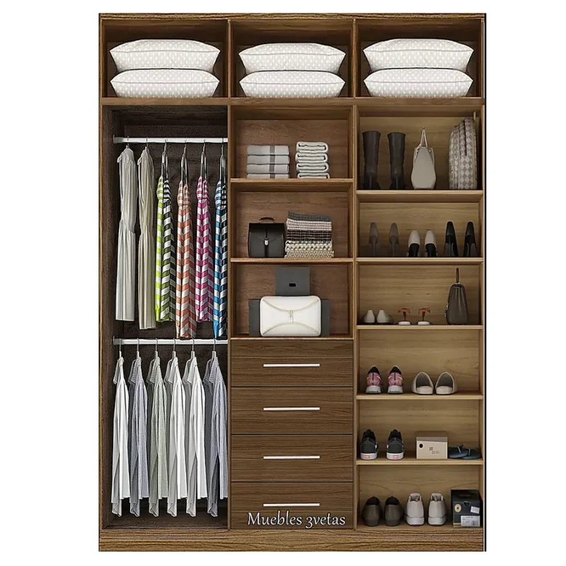 Closet con 4 cajones repisas y colgadores Cedro | 150-180 cm ancho - CT-29