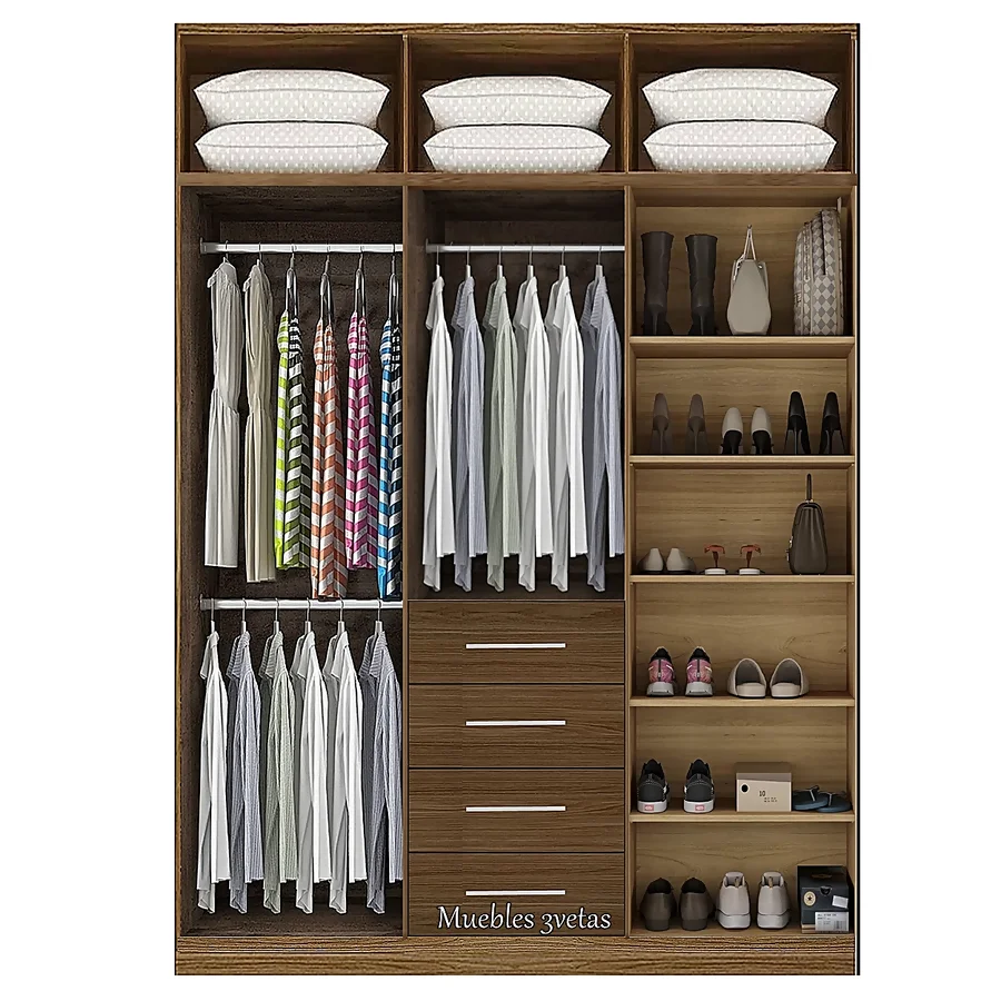 Closet con 4 cajones repisas y colgadores Cedro | 150-180 cm ancho - CT-28