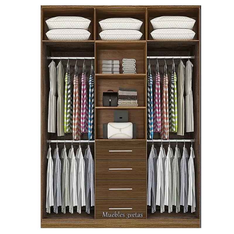 Closet con 4 cajones repisas y colgadores Cedro | 150-180 cm ancho - CT-24