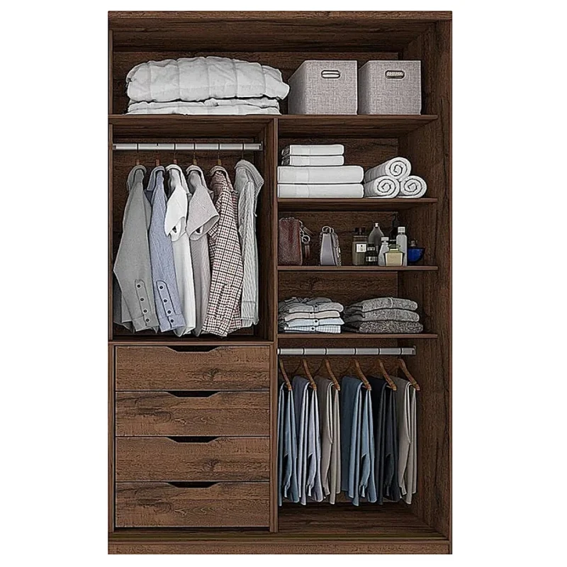Closet 4 cajones y colgador con 4 puertas Cedro | 120-150 cm ancho - CT-9