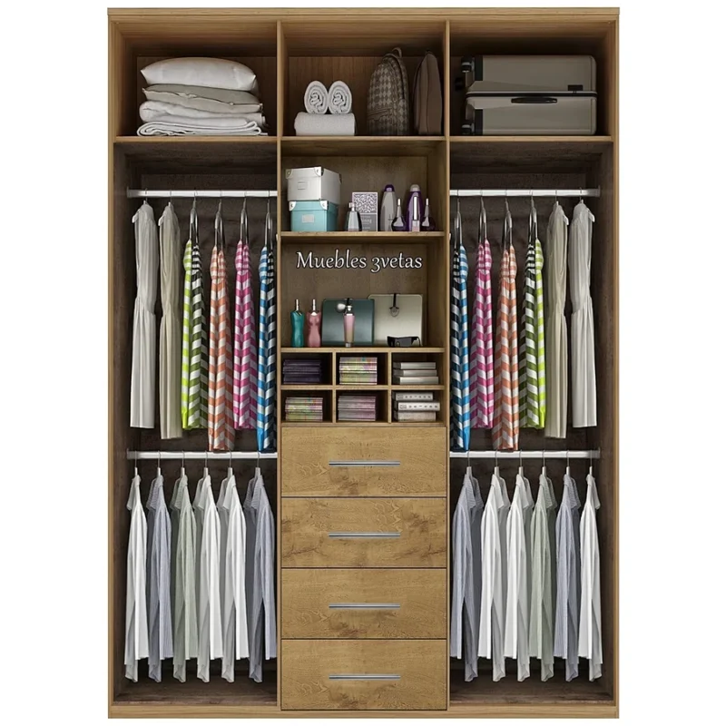 Closet con 4 cajones repisas y colgadores Cedro | 150-180 cm ancho - CT-25