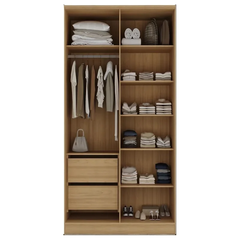 Closet 2 cajones y colgador con 4 puertas Cedro | 120-150 cm ancho - CT-12