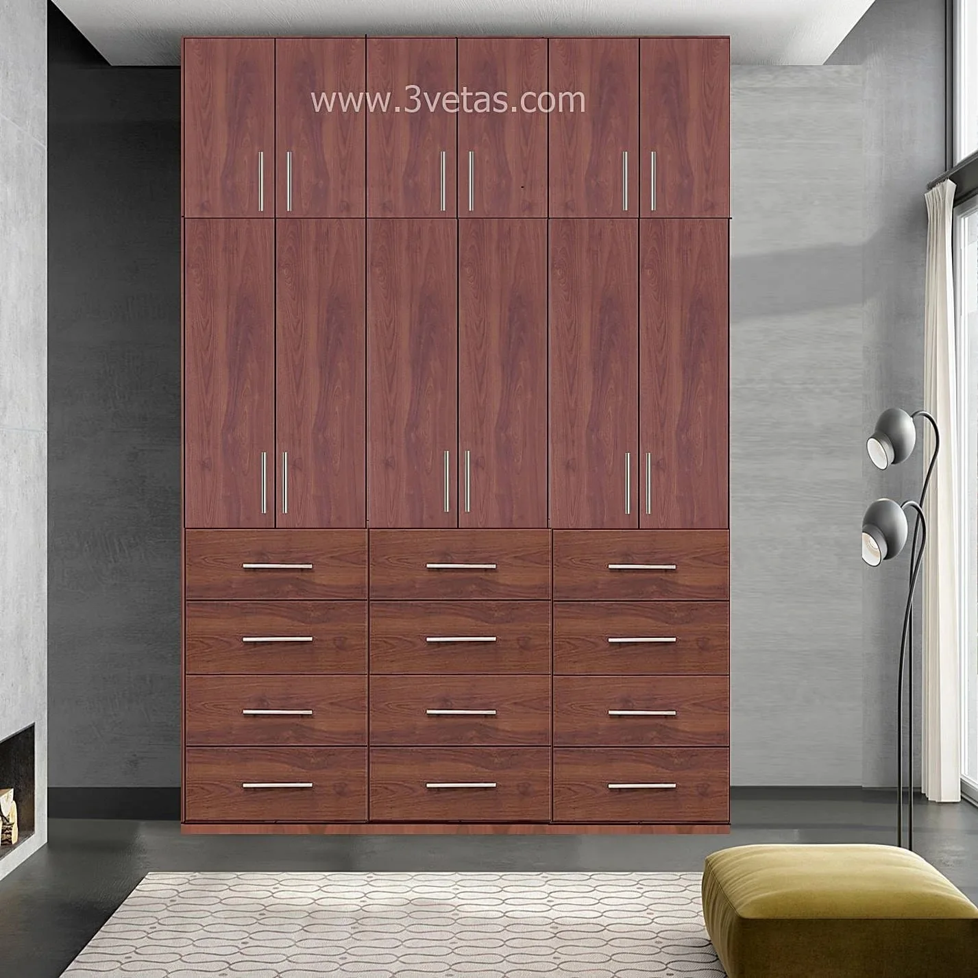 Closet con 8 cajones repisas y colgadores Cedro | 150-180 cm ancho - CT-39 - Image 2