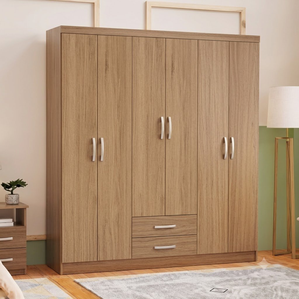 Armario Blanco con 4 cajones y colgador Fabricado en MDP de 180 cm ancho – AR-24C - Image 5
