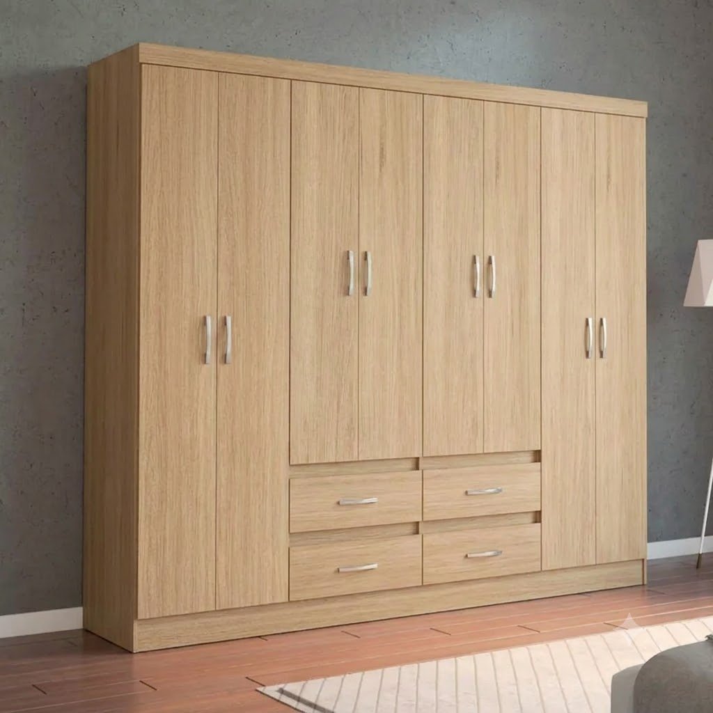 Armario Blanco con 4 cajones y colgador Fabricado en MDP de 180 cm ancho – AR-24C - Image 3