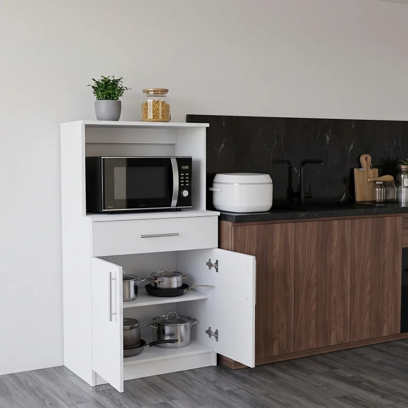 Mueble de cocina para microondas blanco