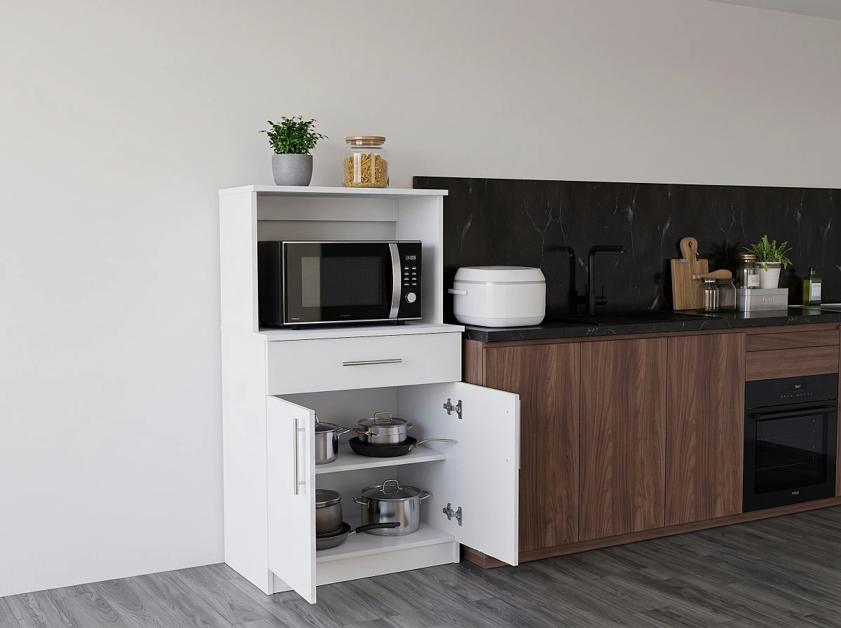 Mueble de cocina para microondas blanco